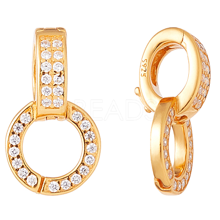 2Pcs 925 Sterling Silver Pave Clear Cubic Zirconia Twister Clasps STER-HS0001-22B-G-1