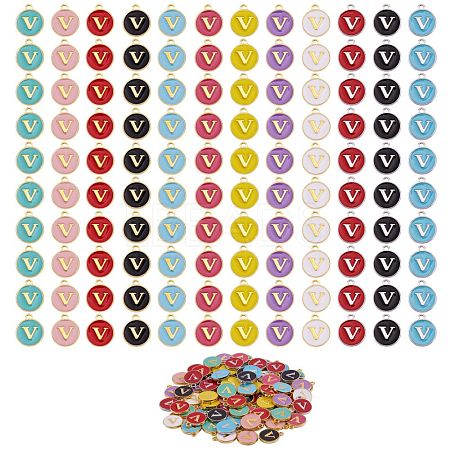 120Pcs 12 Colors Golden Plated Alloy Charms ENAM-SZ0001-64V-1