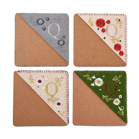 4Pcs Letter Personalized Hand Embroidered Corner Bookmarks JX587Q-1