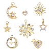   8Pcs 8 Style Brass Micro Pave Clear Cubic Zirconia Charms DIY-PH0003-29-1