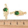 Brass Pave Green Glass Connector Charms KK-U052-02G-3