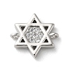 Rack Plating Brass Micro Pave Clear Cubic Zirconia Connector Charms KK-K332-37P-1
