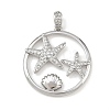 Ocean Brass Micro Pave Cubic Zirconia Pendants KK-K411-04C-P-1