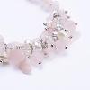 Natural Rose Quartz Chip & Frosted Round Beaded Bracelets BJEW-JB03270-01-2