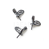 Brass Micro Pave Clear Cubic Zirconia Leaf Peg Bails Pin Charms BAPE-PW0002-20C-1