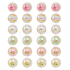 24Pcs 6 Colors UV Plating Printed Transparent Acrylic Beads TACR-DC0001-11-1