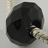 Black Faceted No Metal Core Rondelle Glass Large Hole European Beads X-N0ZTG081-1-1
