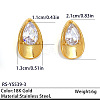 304 Stainless Steel Pave Clear Cubic Zirconia Stud Earrings for Women WG13AAB-03-1