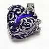 Enamel Heart Rack Plating Platinum Brass Prayer Box Pendants KK-L101-01B-1