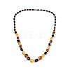 Natural Amber Nuggets and Rice Graduated Beaded Necklaces NJEW-T019-07-2