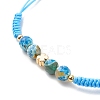 Natural Agate & Brass Clover Beaded Cord Bracelet BJEW-JB08366-5
