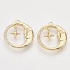 Brass Micro Pave Clear Cubic Zirconia Pendants KK-T054-18G-NF-1