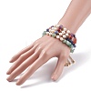 4Pcs 4 Style Natural Mixed Gemstone Chip Beaded Bracelets Set with Natural Pearl for Women BJEW-TA00072-3