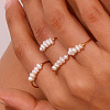 Nuggets Stainless Steel & Natural Freshwater Pearl Beads Finger Rings WG1BE4A-01-4