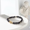 Natural Howlite & Lava Rock Round Beads Stretch Bracelets Set BJEW-JB06982-02-6