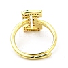 Mixed Color Enamel Initial Letter Adjustable Ring with Clear Cubic Zirconia RJEW-P045-01G-I-3