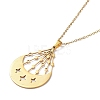 201 Stainless Steel Moon with Star Pendant Necklace with Cable Chains NJEW-Q317-06G-2