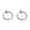 Tarnish Resistant 304 Stainless Steel Retractable Clip-on Hoop Earrings STAS-O135-01F-1