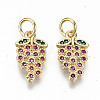 Autumn Theme Brass Micro Pave OldRose Cubic Zirconia Charms ZIRC-S067-150-NF-1