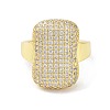 Brass with Cubic Zirconia Open Cuff Rings for Women RJEW-A035-19G-2