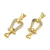 Brass Pave Clear Cubic Zirconia Fold Over Clasps KK-N259-18-1