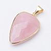 Faceted Natural Rose Quartz Pendants G-F340-02B-2