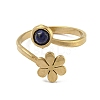 304 Stainless Steel with Natural Lapis Lazuli Ring RJEW-Z031-01C-01-2