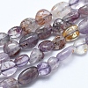 Natural Purple Phantom Quartz Purple Lodolite Quartz Beads Strands X-G-E483-69-1