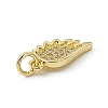 Brass Micro Pave Clear Cubic Zirconia Wing Charms ZIRC-F132-60G-3