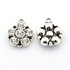 Antique Silver Plated Alloy Rhinestone Flower Pendants ALRI-N016-05-1