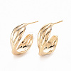 Brass Stud Earrings X-EJEW-T007-21G-NF-1