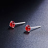 SHEGRACE Rhodium Plated 925 Sterling Silver Four Pronged Ear Studs JE420C-02-3
