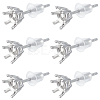 3 Pairs Rhodium Plated 925 Sterling Silver Studs Earrings Finding STER-BBC0005-67A-1