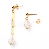 Natural Cultured Freshwater Pearl Asymmetrical Earrings EJEW-JE04387-2