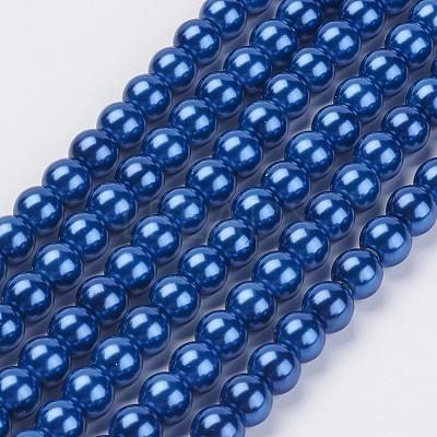 Eco-Friendly Dyed Glass Pearl Beads Strands HY-A008-6mm-RB081-1