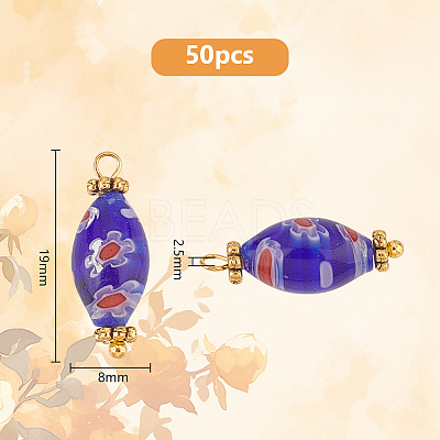 50Pcs Handmade Millefiori Beads Pendants PALLOY-PH0022-35-1