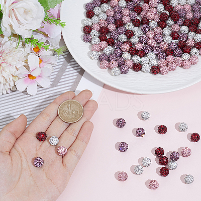 200Pcs 4 Colors Pave Disco Ball Beads RB-PA0001-10A-1