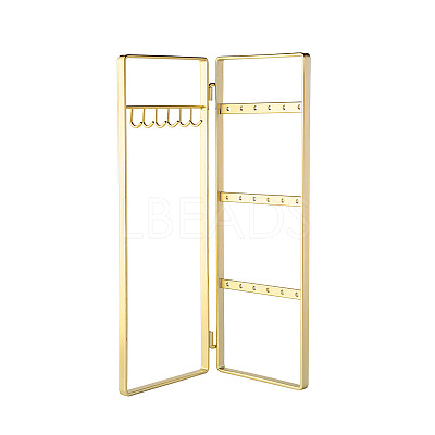 Iron Jewelry Display Folding Screen Stands with 2 Folding Panels ODIS-F001-02G-1