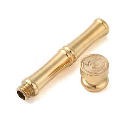 Golden Tone Brass Wax Seal Stamp Head with Bamboo Stick Shaped Handle LS-STAM-K001-05G-Q-1