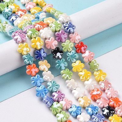 Glazed Porcelain Beads Strands X-PORC-K003-01-1
