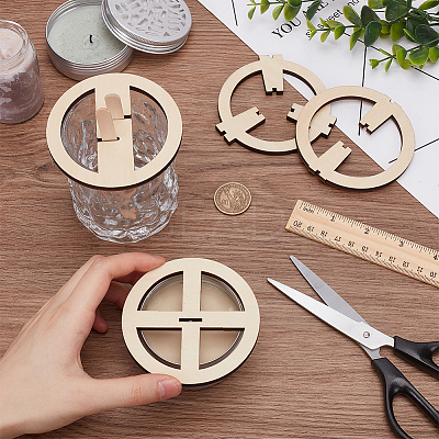 2 Sets Plywood Candle Wick Holders AJEW-BC0007-87B-1