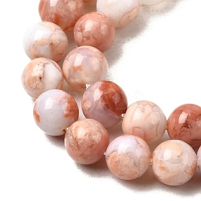 Natural Pink Agate Beads Strands G-K350-C02-6mm-1