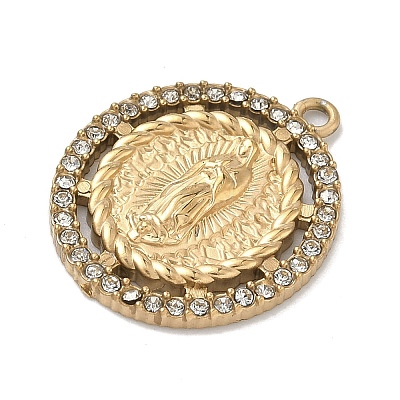 304 Stainless Steel & Rhinestone Pendants STAS-G371-09F-01G-1