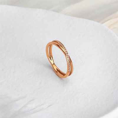 304 Stainless Steel Micro Pave Clear Cubic Zirconia Finger Rings for Women FS-WG1B662-03-1