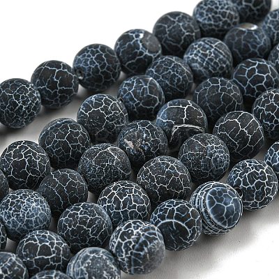 Natural Weathered Agate/Crackle Agate Beads Strands X-G-SR8MM-63-1