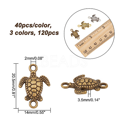 120Pcs 3 Colors Tibetan Style Zinc Alloy Connector Charms FIND-NB0003-83-1