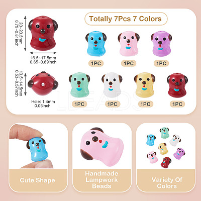 7Pcs 7 Colors Handmade Lampwork Enamel Beads LAMP-TA0001-76-1