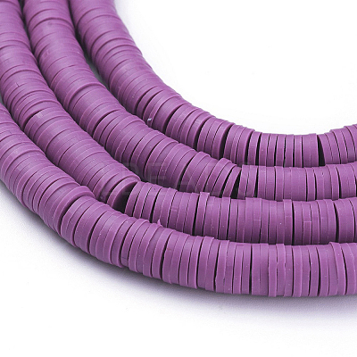 Flat Round Handmade Polymer Clay Beads CLAY-R067-8.0mm-05-1