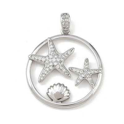 Ocean Brass Micro Pave Cubic Zirconia Pendants KK-K411-04C-P-1