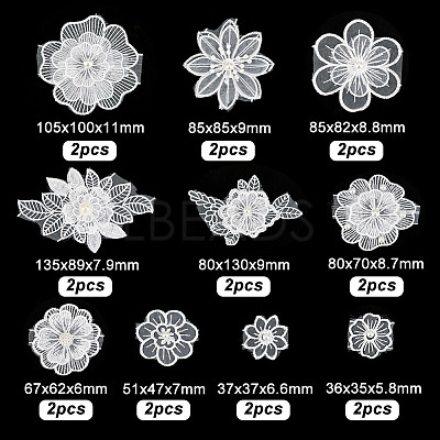 AHADEMAKER 20Pcs 10 Style Sew on Computerized Embroidery Polyester Clothing Patches PATC-GA0001-05-1